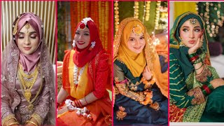 Bridal &amp; haldi Hijab wearing ideas for brides|বিভিন্ন পার্টিতে হিজাব পরার আইডিয়া।#hijabstyle