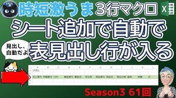 NewSheetイベント、シートを追加したら自動で表見出し行を入れるマクロ、Excelの3行マクロ～すぐに使えるミニマクロ61回