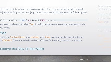 How to Split SQL datetime into Separate weekday and time Columns