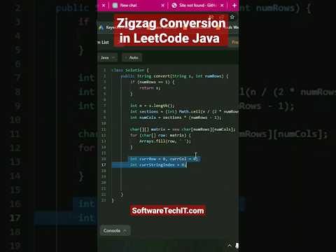 Zigzag Conversion in LeetCode Java #2023 #tech #code #softwaretechit #leetcode