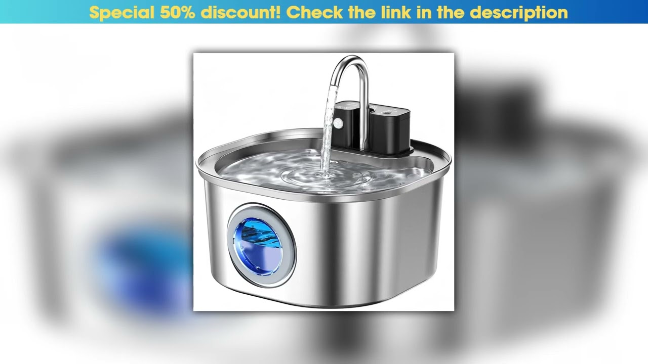 Get 3.2L Stainless Steel Wireless Pet Water Fountain Battery Powered Motion Sensor Silent Filtered•