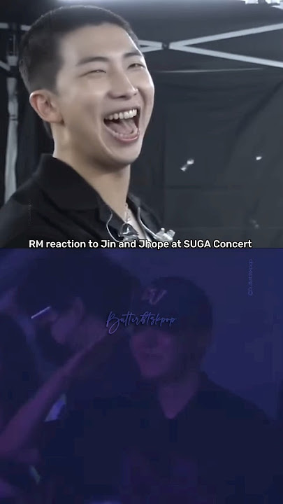 RM's reaction to Jin and Jhope appeared on screen at SUGA's concert 😂