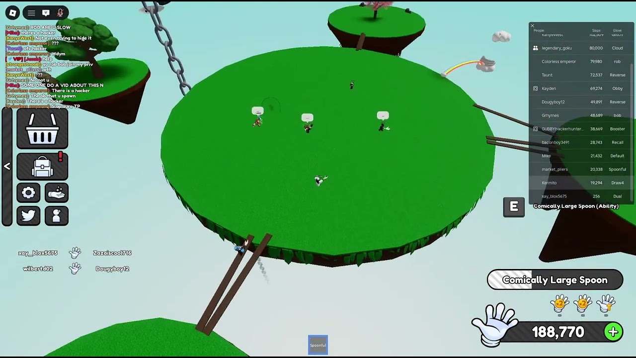 look at this girl of a hacker (Roblox slap battles)