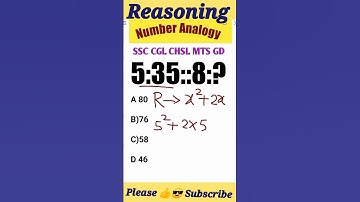 NUMBER ANALOGY  ! NUMBER ANALOGY REASONING SHORT TRICKS ! SSC CGL 2023 ! #maths  #shorts