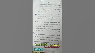MEG 04//QUESTION PAPER//TERM END EXAMINATION //JUNE 2024//IGNOU// ASPECTS OF ENGLISH