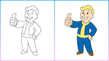 How to draw Vault boy from Fallout | Easy step by step drawing for kids | Little Champs Art