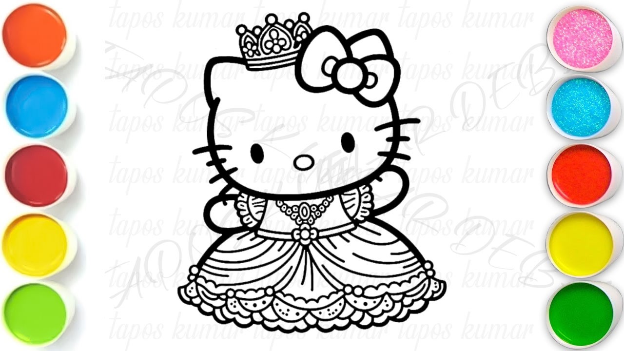 Hello Kitty with Princess Drawing, Painting & Coloring For Kids and Toddlers_ Kids Art