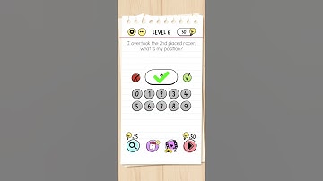 Brain test level 6 | I overtook the 2nd placed racer what is my position?