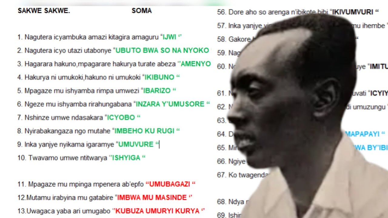 SAKWE SAKWE SOMA:  NGiBi iBiSAKUZO UTARUZI BiKUNZWE KUBAZWA MU BiZAMiNi BIKANIGISHWA MU MASHURi