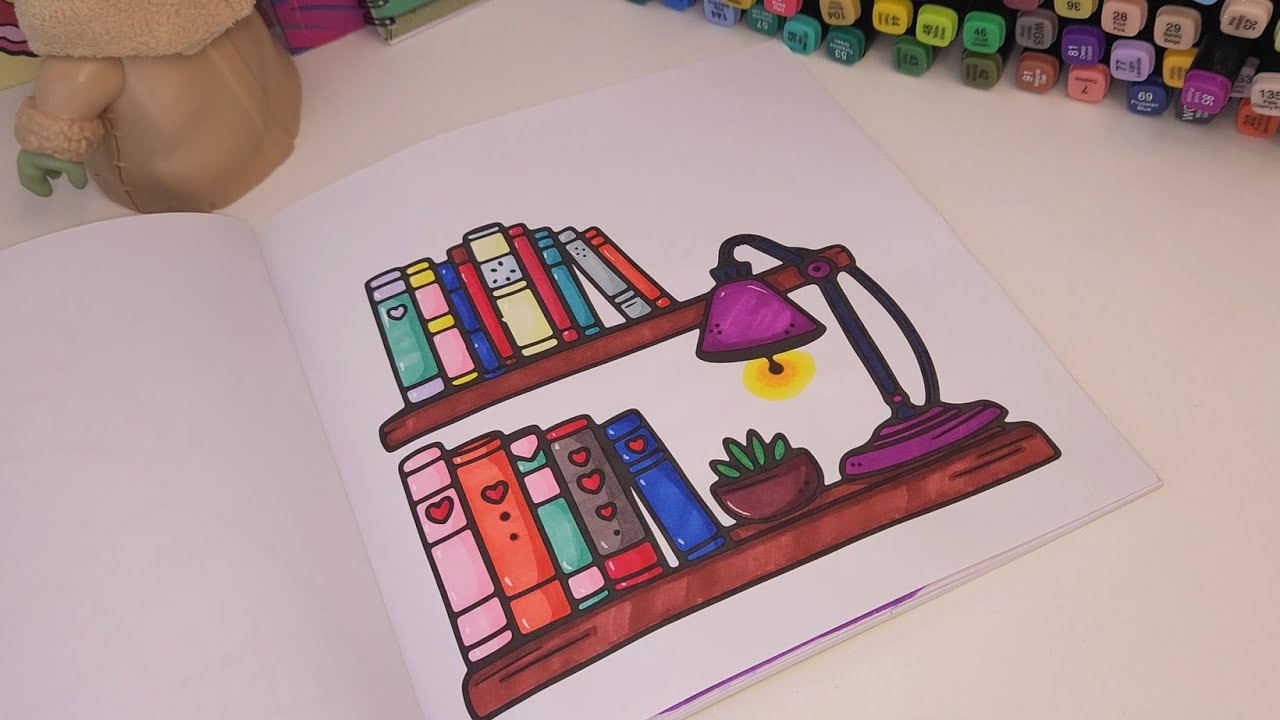 ASMR Coloring Book | book shelf 📚😴