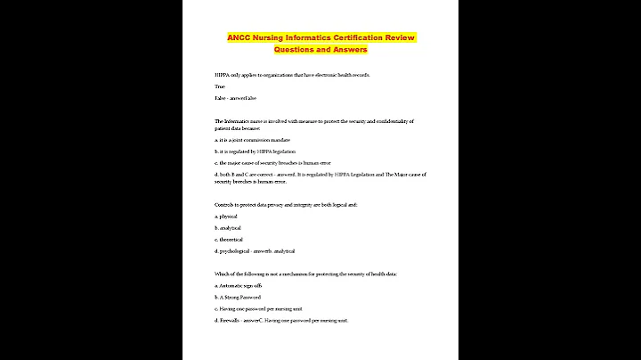 ANCC Nursing Informatics Certification Review Questions and Answers  100% CORRECT