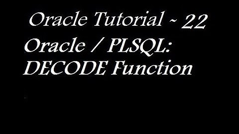 DECODE Function in Oracle Database