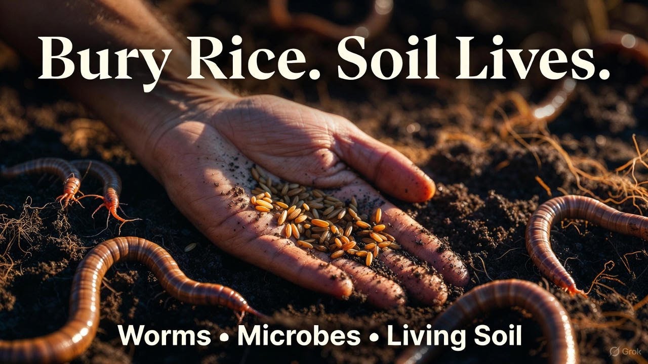 Закопайте рис в почву… Черви взорвутся, и почва естественным образом оживет.