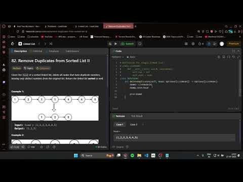 Ep 29: Solve LeetCode 82 – Remove Duplicates from Sorted List II | No Talk, Just Code in Python 🔥