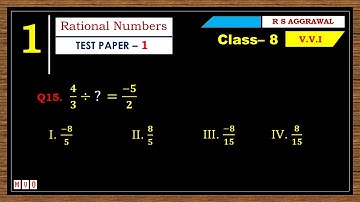 Math Class 8 | Test Paper - 1 | Qus. 15 | Rational Numbers | Chapter - 1 | R S AGGARWAL  #mvo