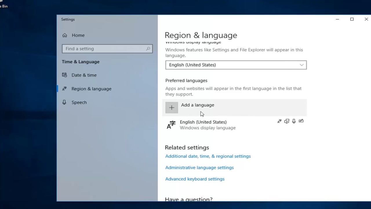 download language keyboard windows 10