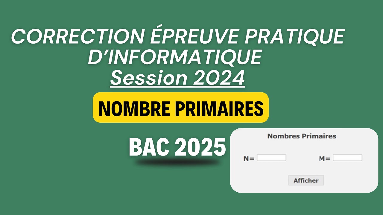 Correction bac pratique informatique 2024 (bac Scientifique) : Nombre Primaires
