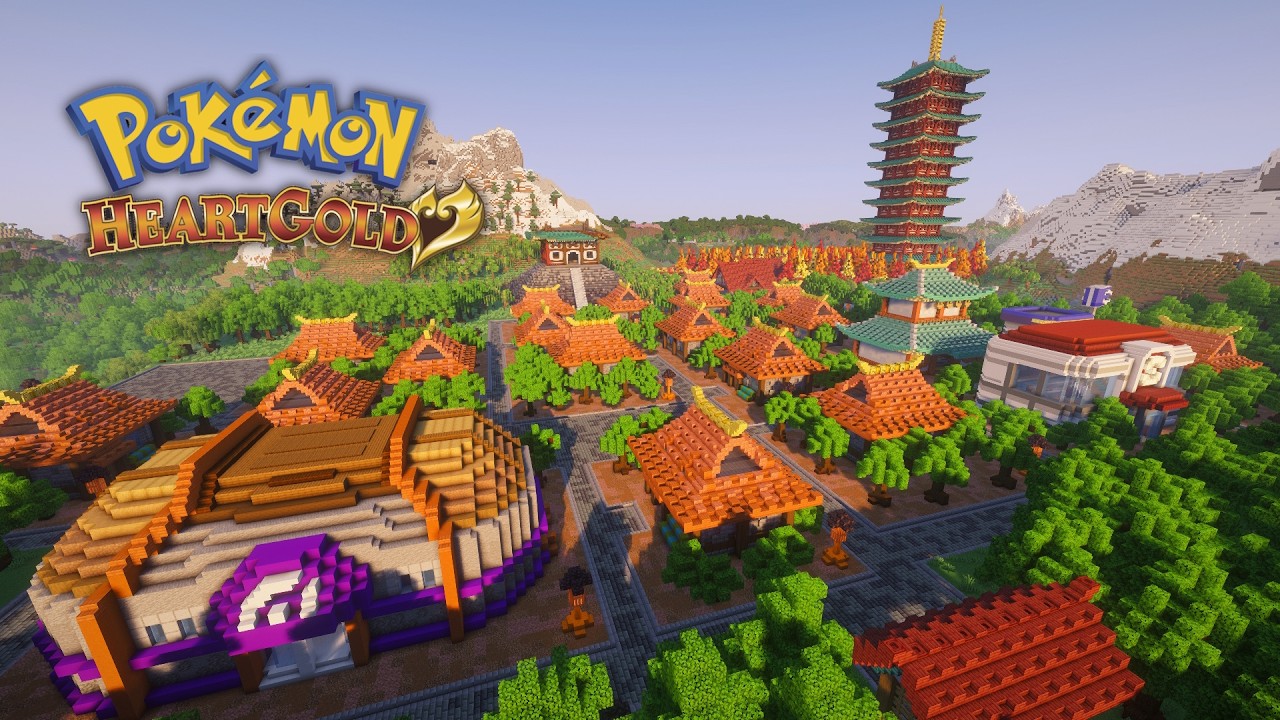 I Built Ecruteak City(the HARD way) from Pokemon HGSS in Minecraft - Building Timelaps