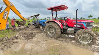 Sonalika 60 Rx Stuck In Mud Very Badly And Breakdown Pulling 4X4 Jcb 3Dx And Mahindra Arjun Novo 605