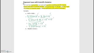 Exponent Laws with Scientific Notation