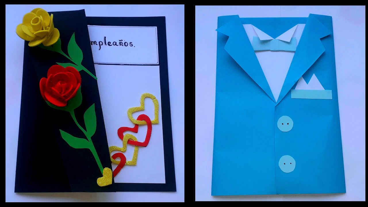 Como hacer tarjetas para el día del padre/madre🎁fácil de hacer de hojas a color🎉#feliz día papá.