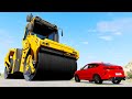 Giant road roller crushes cars  beamng drive