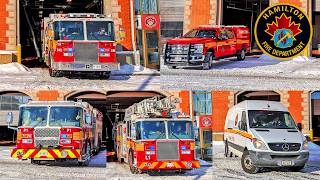 Hamilton Fire Station 1 Almost Dumps, Spare Engine 1, Chief 1, Pump 1, Ladder 1, Air 1 Responding