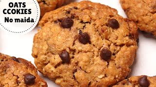 Healthy Oats Cookies With No Maida, No Butter, No Eggs | Oatmeal Cookies With Chocolate Chips