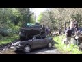 T55 tank runs over vw polo car