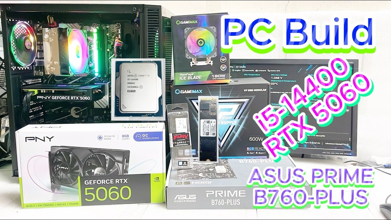 PC Build RTX 5060 8GB i5-14400 | ASUS PRIME B760-PLUS | Full Assembly & Setup Guide