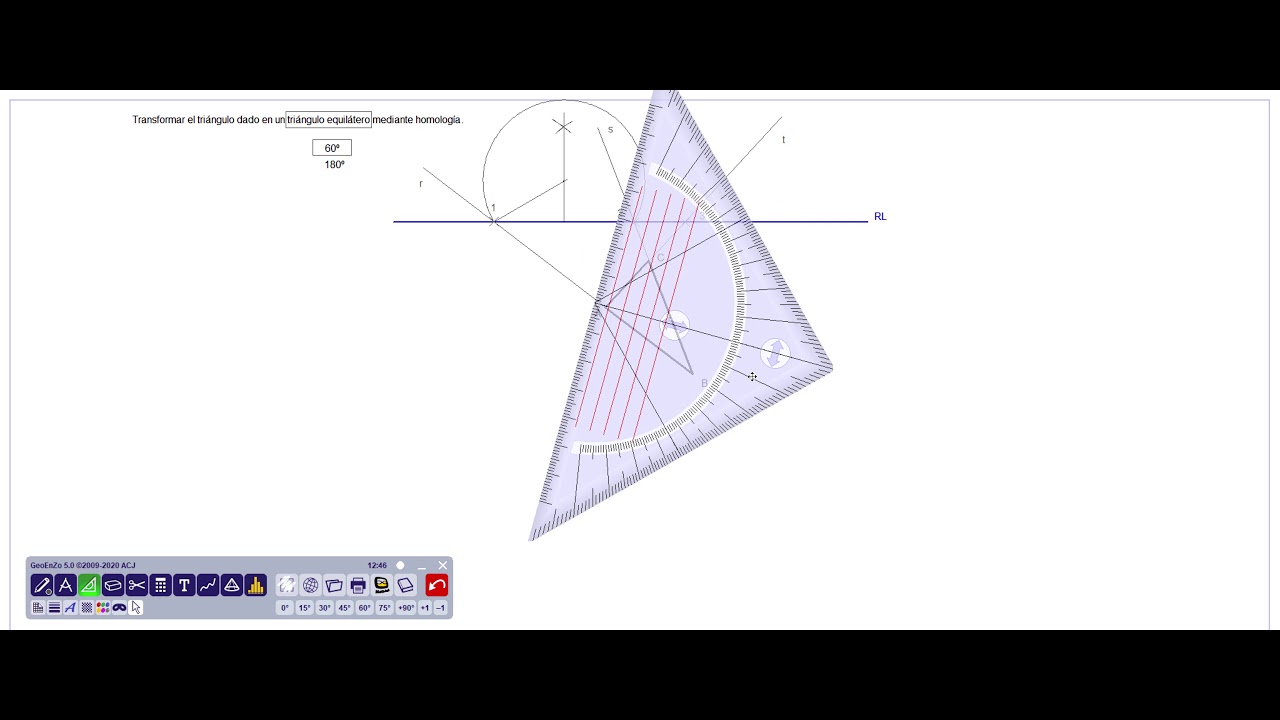 6.- Trazar Triángulo Equilátero a partir del que nos dan (por Homología).