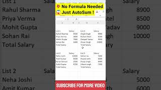 Excel AutoSum Secret 😱 1 Click Me Salary Ka Total Nikalo Instantly | Excel Shortcut Trick in Hindi