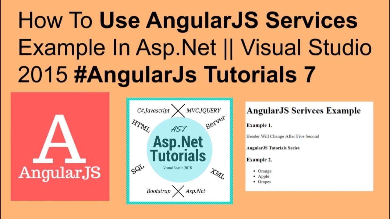 How to use angularjs services example in asp.net || visual studio 2015 ...