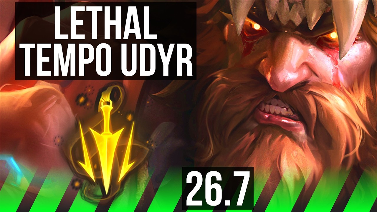 Watch Udyr outplay Viego in Master elo! 
Highlights: Rare keystone: Lethal Tempo, 49K damage to champions, 5k gold comeback. 
Learn what runes to use, what items to build, understand how to clear, invade, gank, teamfight, and outplay your opponents as #Udyr. 
/// #LeagueOfLegends high elo replay 
 
Thank you for watching! 
Did you learn something new? Share it in the comments! 
If you liked this video, please leave a thumbs up, if you disliked it, be sure to give me feedback in the comments. I appreciate your support! 
 
~~~| DOMISUMREPLAY |~~~ 
High elo replays for every role and champion. Improve your gameplay. Many uploads per day. 
 
~~~| WATCH MORE |~~~ 
Udyr channel: https://www.youtube.com/channel/UC4LaHCN2dkzn3SHzmssimgQ?sub_confirmation=1 
 
More replays of: 
- Udyr vs Viego: https://www.youtube.com/playlist?list=PL_vj3-K5ekcCwV-59OtdgyuXTHFefEN2j 
- Udyr JUNGLE: https://www.youtube.com/playlist?list=PL_vj3-K5ekcBe5anG88ZVUmD1m0rsCVHI 
 
~~~| MATCH INFO |~~~ 
GAME TYPE: Ranked Solo/Duo 5v5 
REGION: EUW 
AVERAGE RANK: Master 
SEASON: Season 2026 
PATCH: 26.7 
 
~~~| SPECTATED PLAYER |~~~ 
CHAMPION: Udyr 
SKIN: Primal Udyr 
RANK: Master 
RIOT ID: ｖ ａ ｌ ｋ ｉ ｄ ｏ ｌ # 0000 
OP.GG: https://op.gg/summoners/euw/%EF%BD%96+%EF%BD%81+%EF%BD%8C+%EF%BD%8B+%EF%BD%89+%EF%BD%84+%EF%BD%8F+%EF%BD%8C-0000 
RUNES: PRECISION - Lethal Tempo, Triumph, Legend: Alacrity, Coup De Grace; SORCERY - Absolute Focus, Gathering Storm (Adaptive Force + Adaptive Force + Health) 
 
~~~| OPPONENT |~~~ 
CHAMPION: Viego 
SKIN: Dissonance of Pentakill Viego (Sapphire) 
RANK: Master 
RUNES: PRECISION - Conqueror, Triumph, Legend: Alacrity, Coup De Grace; INSPIRATION - Cosmic Insight, Magical Footwear (Attack Speed + Adaptive Force + Health Scaling) 
 
I am not one of the summoners playing in the matches uploaded to this channel, so I am unfortunately unable to answer questions about decisions made by the summoners in the game. 
 
played at 2026-04-11 11|54|08 (CEST); rec on sd-kiwi at 2026-04-14 11|10|15 (CEST); mtdt at 2026-04-14 12|04|00 (CEST); EUW-7816910849-JUNGLE-RED