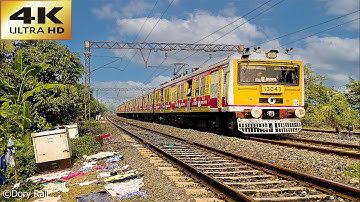 Beautifully Colored EMU local train on smooth curve | Skipping aggressively towards next station