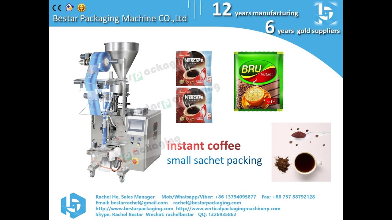 Instant coffee packing machine, 3 sides seal sachet bag YouTube