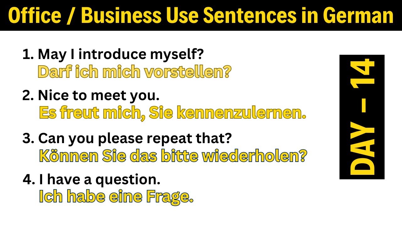 DAY-14  Learn 20 Office/Business Use German Sentences@GermanMadeEasy-Channel  #learngerman #deutsch 