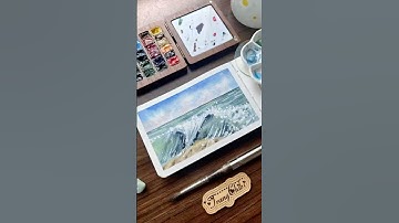 Hướng dẫn vẽ sóng biển bằng màu nước #watercolortutorial
