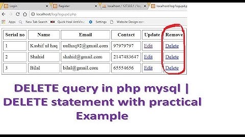 PHP Lecture 24 | Delete Query in php mysql | Delete statement with Example