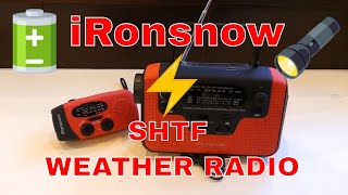 iRonsnow IS-388 Solar Hand Crank Emergency Radio
Buy the radio HERE: https://amzn.to/2tE6CZM (affiliate link)
iRonsnow IS-388 Solar Hand Crank Emergency Radio: An awesome addition to any prepper or campers gear. This thing is a lot more than just a radio:
1. Real NOAA Alert Weather Radio: Automatically activate the alarm to inform you of any disaster weather conditions or warnings, when the radio is set at the “Alert” mode. It is a faster method to get warning from radio.
2. Wide range of reception: AM/FM/SW1/SW2/7 NOAA Weather channels, enough to receives any news including flood, tornado, thunderstorm, and other warnings
3. Better entertainment: Support Micro SD card (excluded) work as a MP3 Player, and too many channels to listen. Idea for home, bedroom, car, truck, camping, hiking, patio and garden.
4. Siren and Comfortable: Loud Siren; Convenient handle and reading lamp, Bigger size 7.8*5.1*2.6 inch (20*13*6.7cm).
5. High capacity: 2300mAh power bank for iPhone X / 8 / 8 Plus / 7 / 7 Plus / 6 / 6 Plus / 5s .
i Can be charged by micro usb port, hand crank and solar panel. Support BACKUP 3 x AA battery (excluded). It is used as a Weather radio, cant work as a professional solar power bank iRonsnow IS-388 Solar Hand Crank Emergency Radio