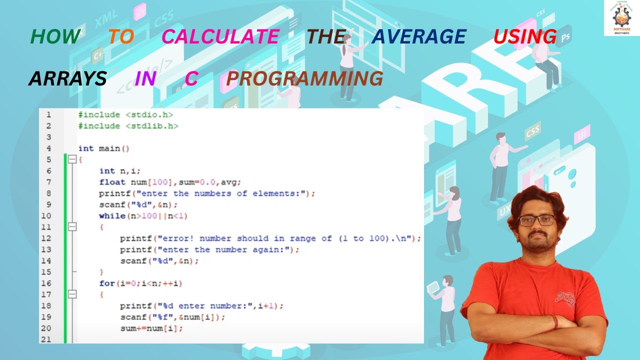 How to calculate the average using arrays in C programming - YouTube