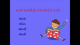 Word Family Set 8 [-ane, -ain, -and, -end] | Word Reading/Spelling | Practice with me Information