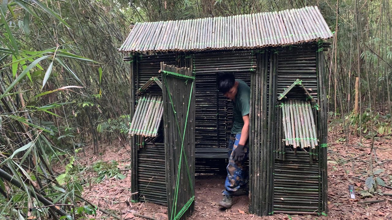 Camping shelter idea_make a shelter in the middle of a bamboo forest ...
