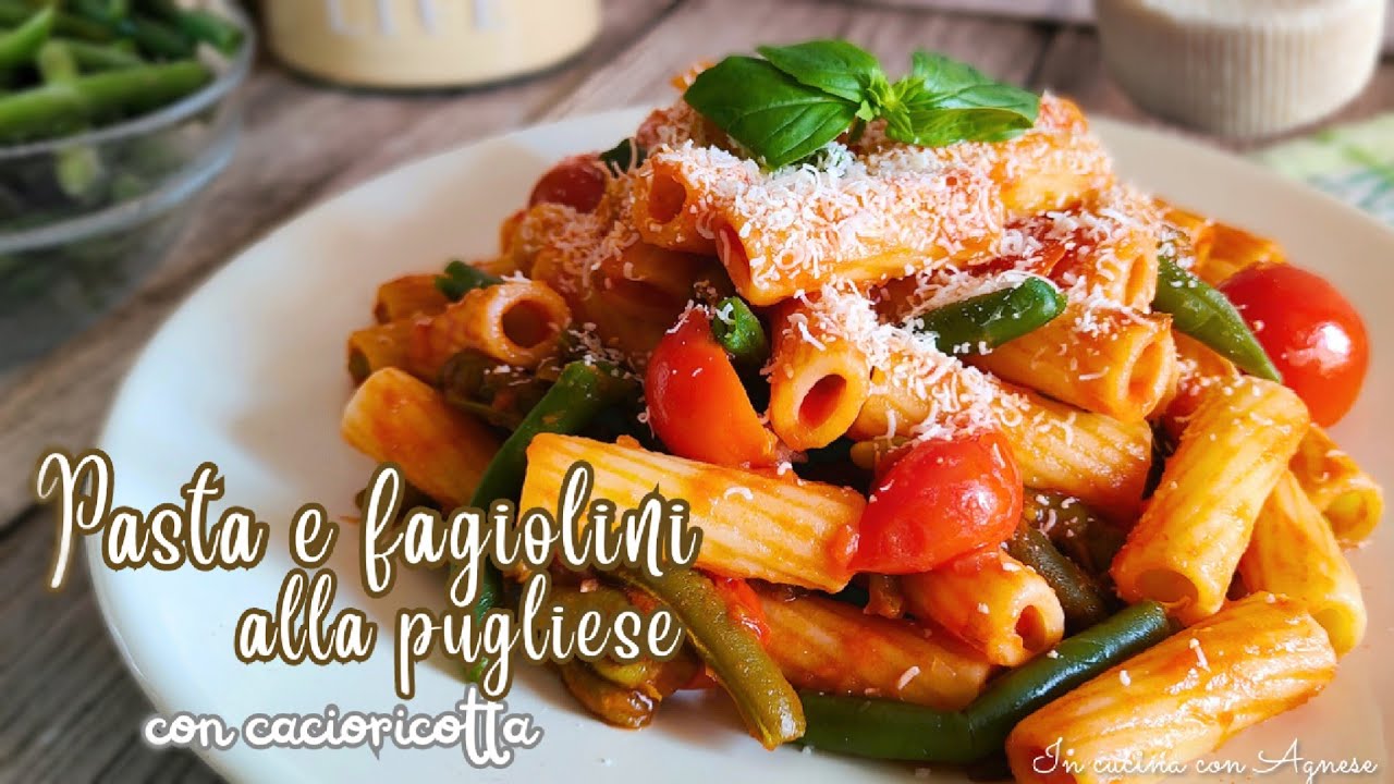 PASTA E FAGIOLINI con pomodorini e CACIORICOTTA - PRIMO PIATTO tipico pugliese FACILE E VELOCE ⏰