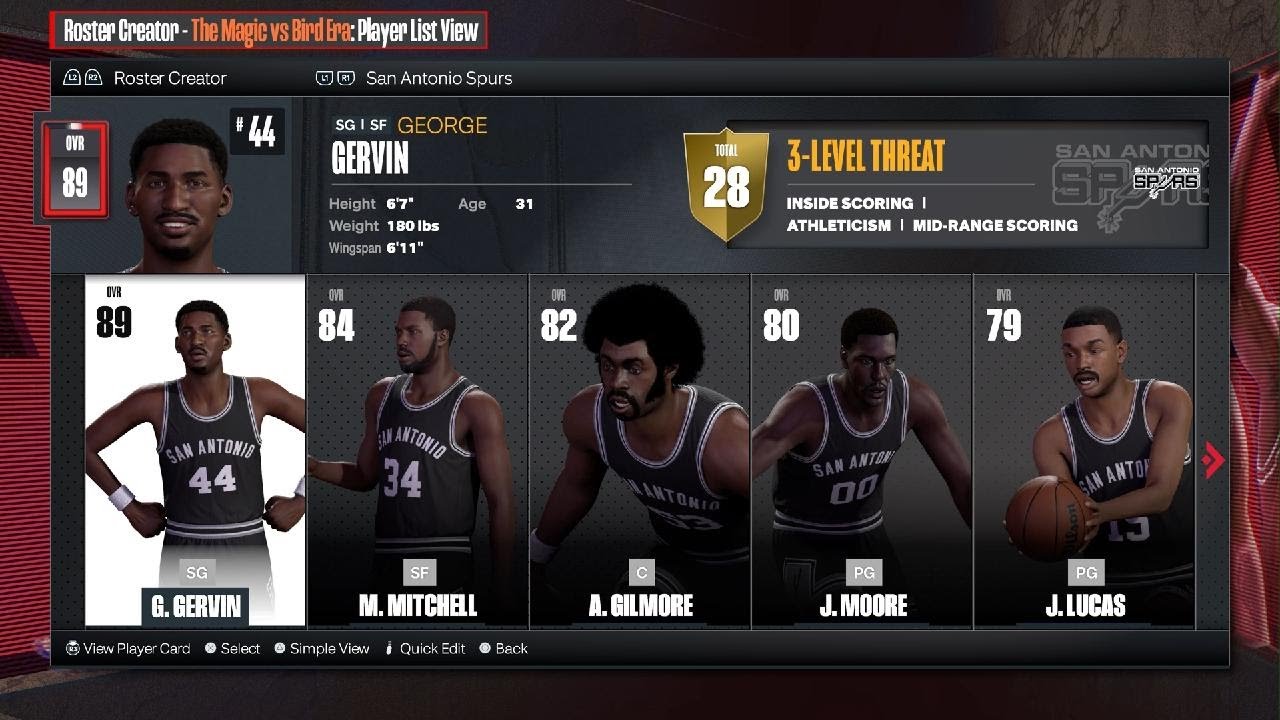 NBA 2K24: San Antonio Spurs 1983-84 classic team (PS5) Magic vs Bird ...