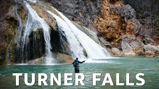 Fly Fishing/Camping Oklahoma's Tallest Waterfall (Turner Falls Winter Rainbow Trout 2024)