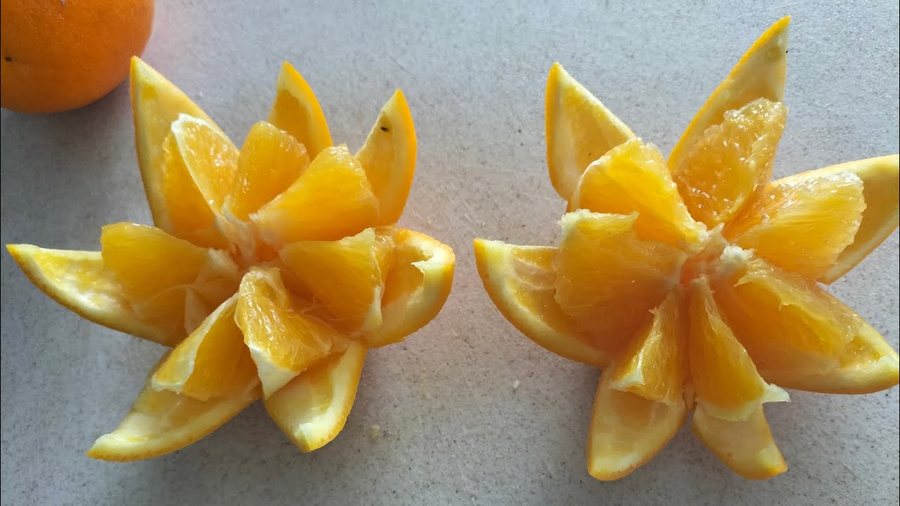 ORANGE SIMPLE FLOWER || ORANGE ART || FRUIT CARVING (@NdhayElvs Kitchen  Vlog ) - YouTube