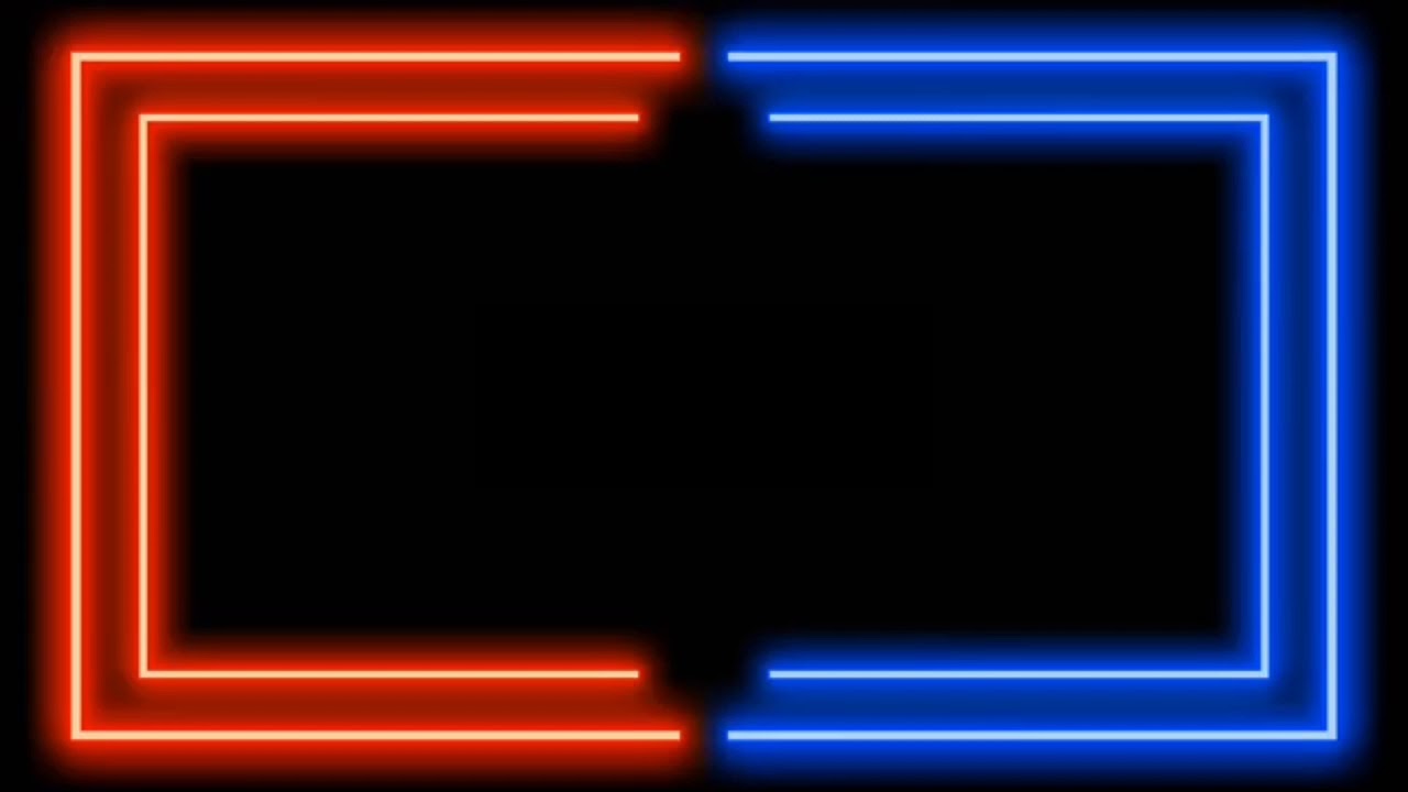 ORANGE AND BLUE Neon Light Rectangle Frame | Glow Border | LOOP | Black Screen | VFX | Template