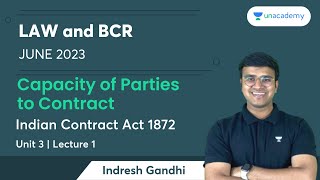 Capacity of Parties to Contract | Lecture 1 | Unit 3 | Indian Contract Act 1872 | Indresh Gandhi