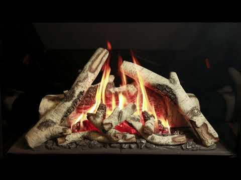 Valor H6 Gas Fireplace | Birch Logs and Reflective Glass Liner